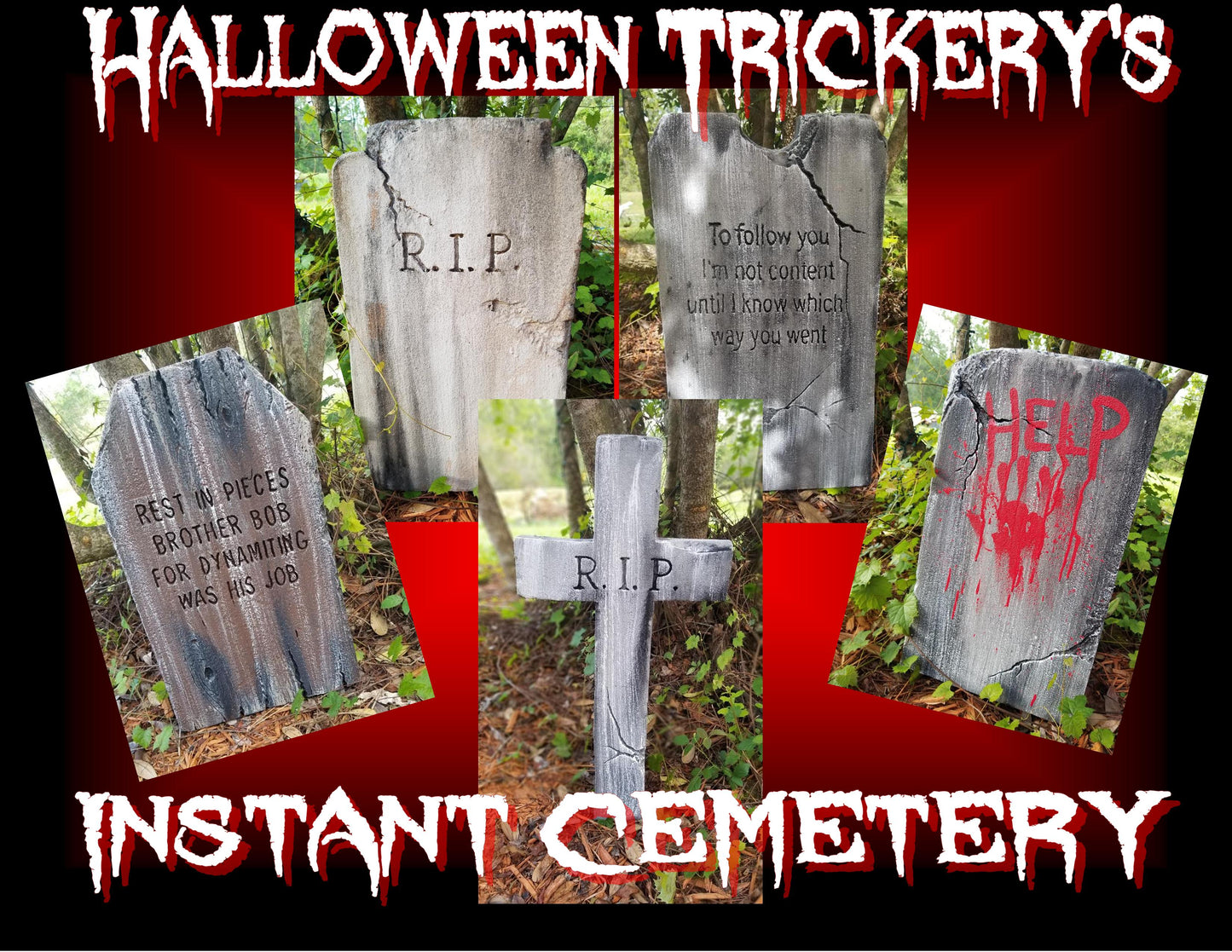 Instant Cemetery Prop Authentic Handmade Halloween Yard Art Realistic - Halloween Trickery