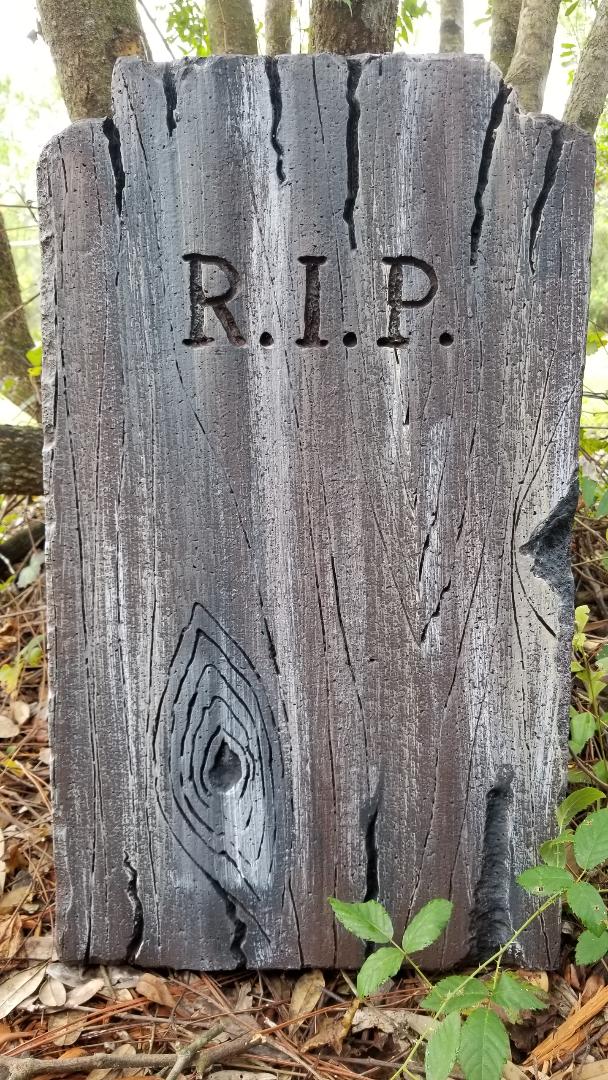 RIP (Wood look) Wooden Authentic Handmade Halloween Tombstone Prop Halloween Decor Yard Art - Halloween Trickery