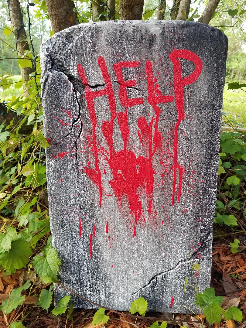 HELP Authentic Handmade Halloween Tombstone Prop Halloween Decor Yard Art - Halloween Trickery