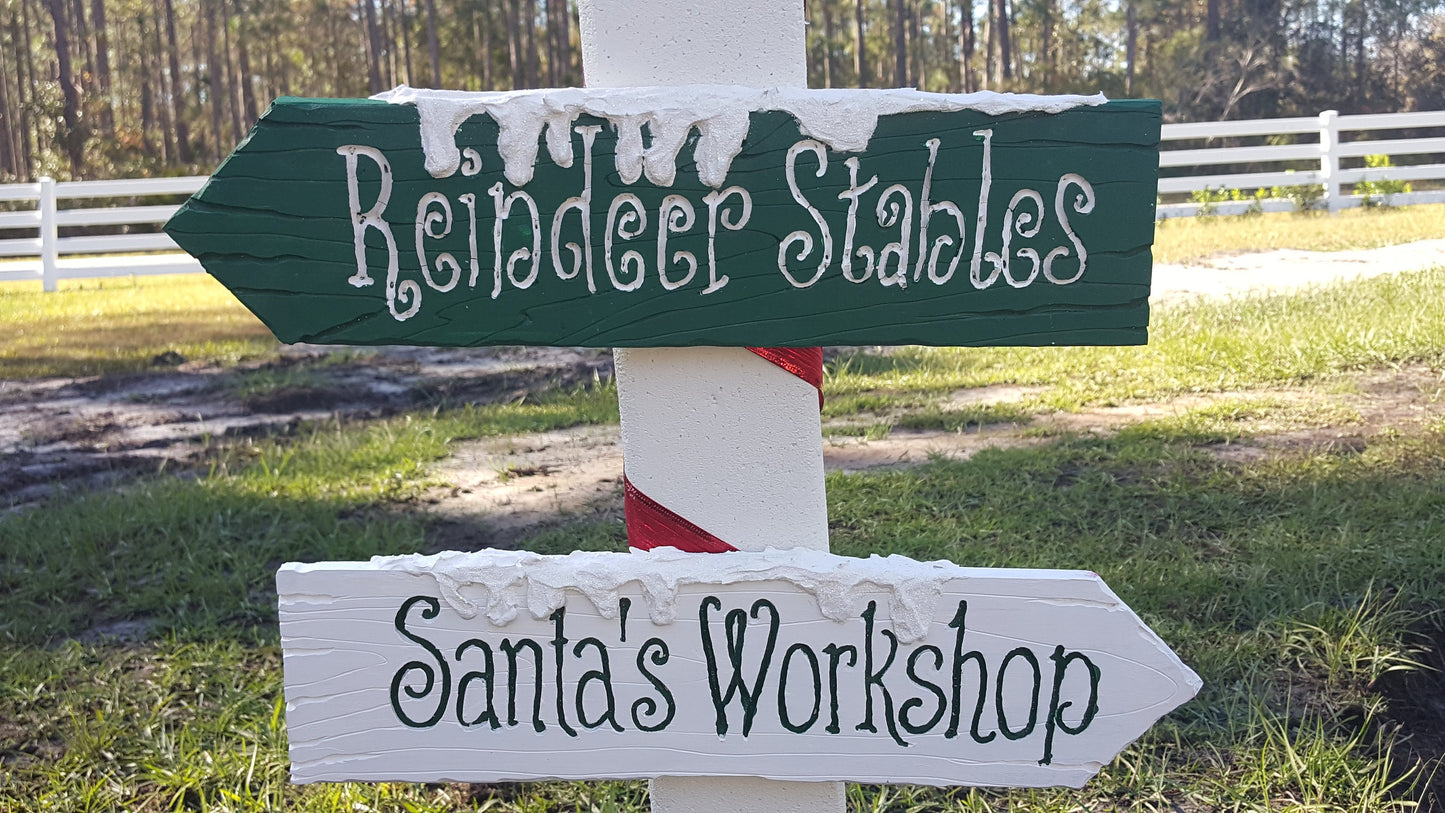 Christmas Sign "North Pole, Santa's Workshop" Home Yard Decor, Yard Decorations, Wood Sign, Christmas Decor, Christmas Sign, Christmas - Halloween Trickery