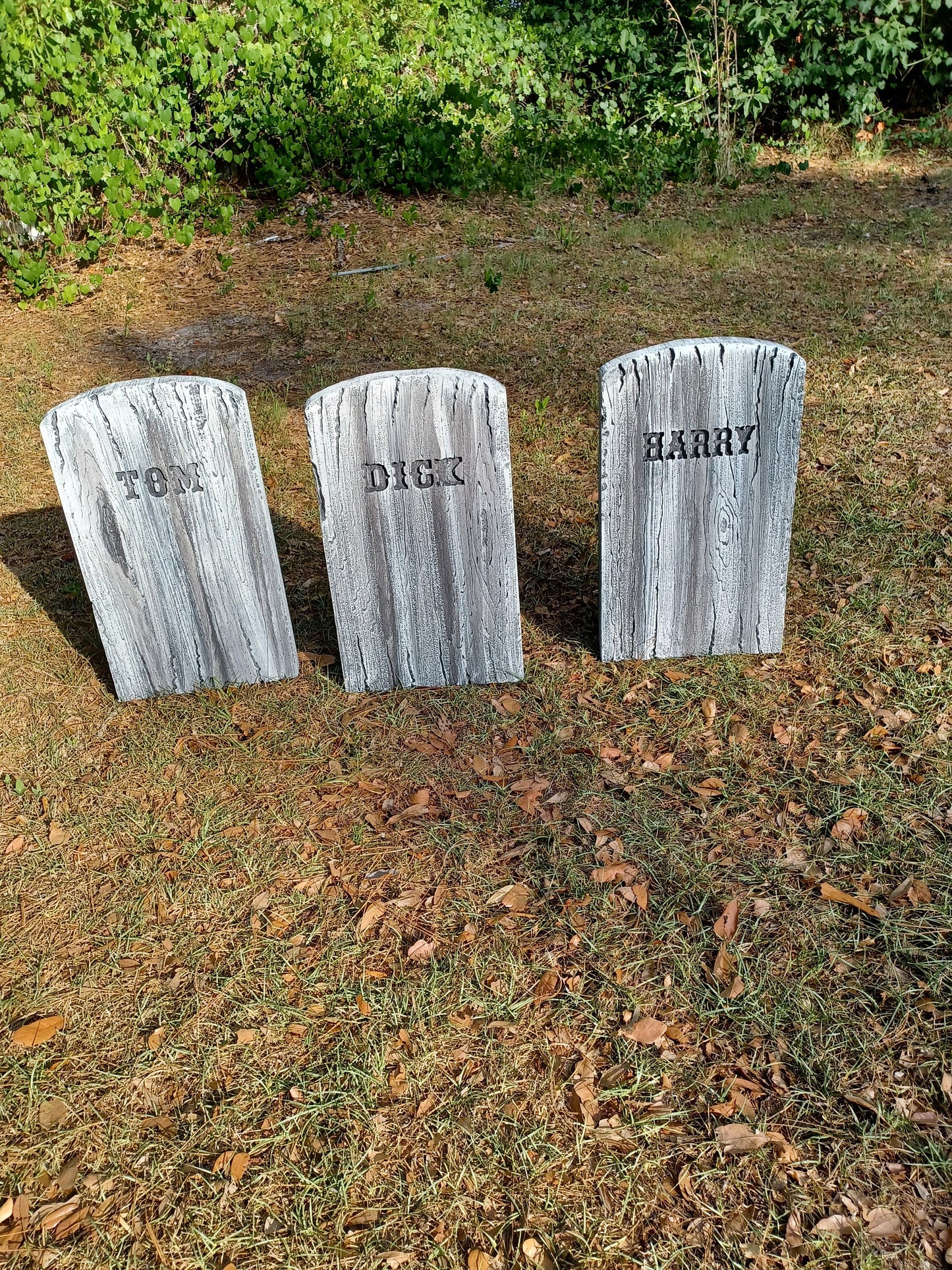 Set of 3 Tom, Dick and Harry Old West "Wooden" Authentic Handmade Halloween Tombstone Prop Halloween Decor Yard Art - Halloween Trickery