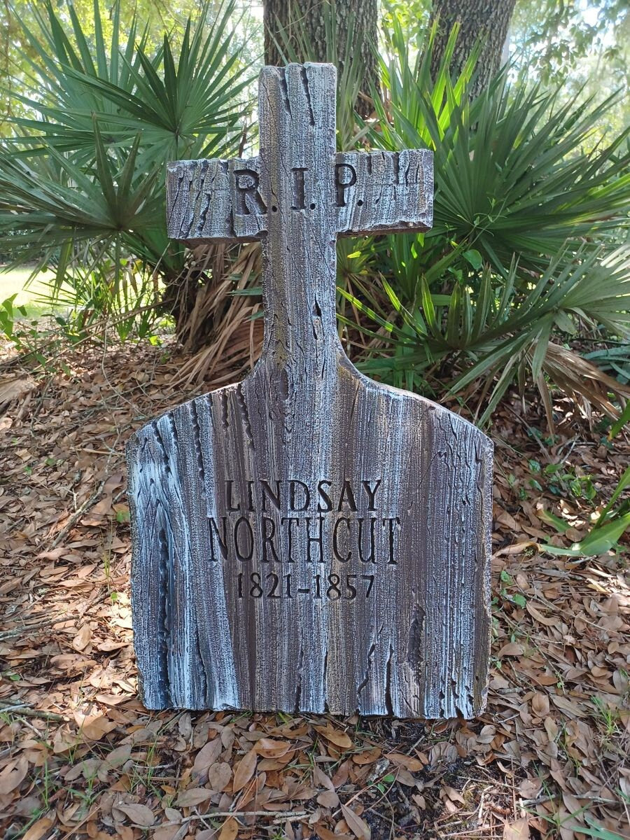 Large Personalized "Wooden" Tombstone Cross Authentic Handmade Halloween Tombstone Prop Halloween Decor Yard Art - Halloween Trickery