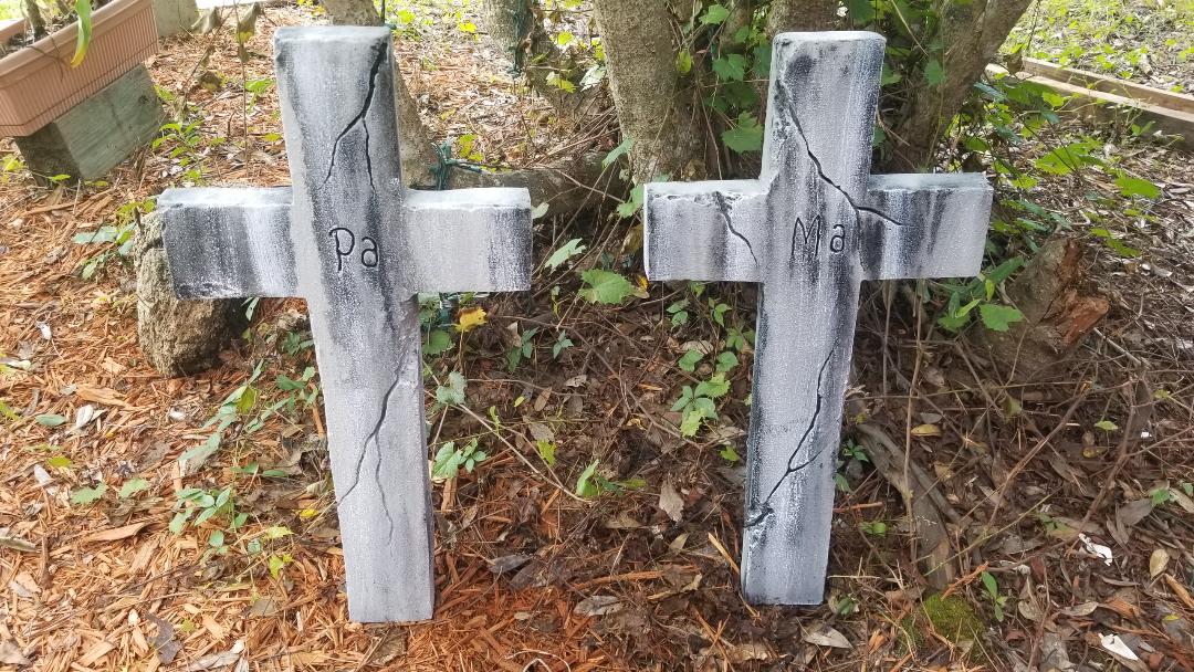 MA and PA Crosses Authentic Handmade Halloween Tombstones MA & PA Crosses Tombstone Props Halloween Decor Yard Art Realistic - Halloween Trickery