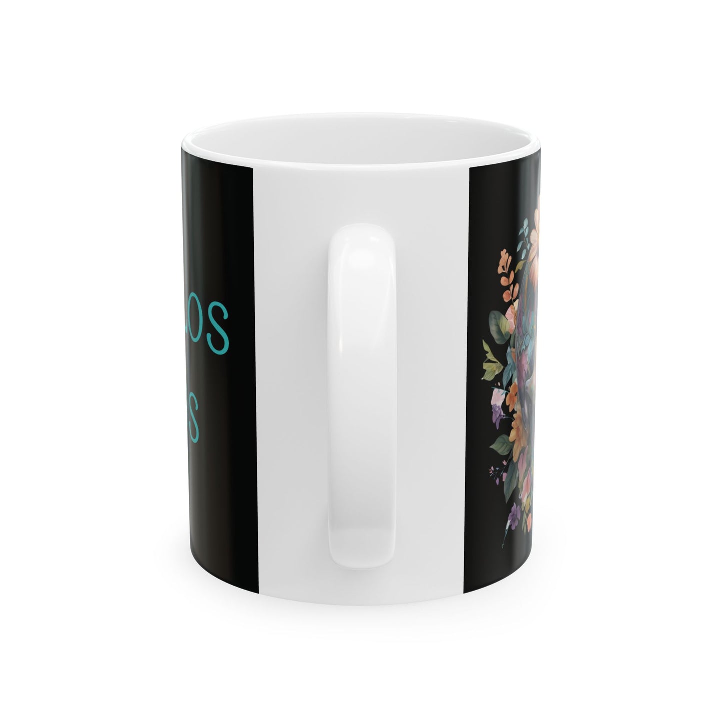 Personalized Day of the Dead Inspired Ceramic Mug, Sugar Skull Coffee Cup, Halloween Gift, Dia de los Muertos Kitchen Decor, 11oz 15oz