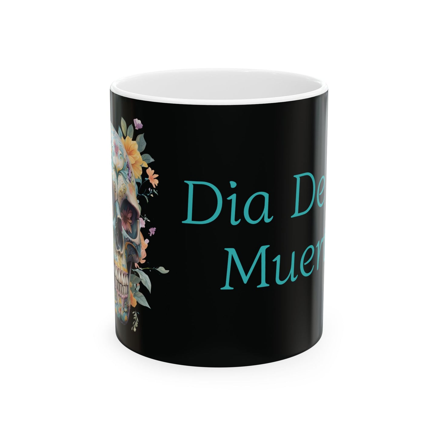 Personalized Day of the Dead Inspired Ceramic Mug, Sugar Skull Coffee Cup, Halloween Gift, Dia de los Muertos Kitchen Decor, 11oz 15oz