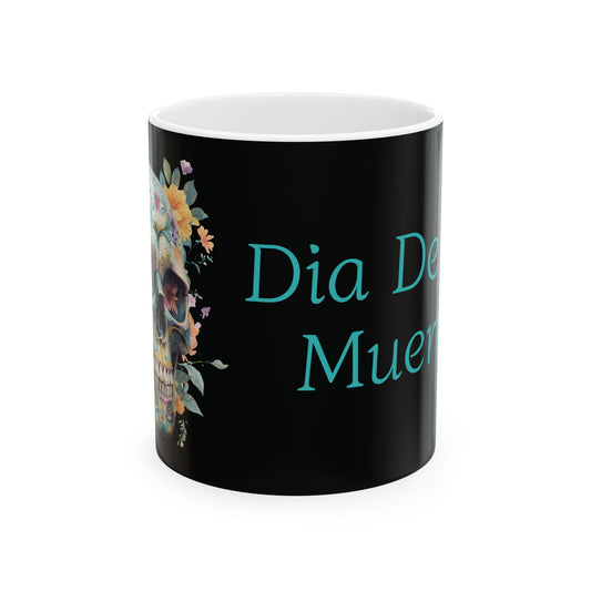 Personalized Day of the Dead Inspired Ceramic Mug, Sugar Skull Coffee Cup, Halloween Gift, Dia de los Muertos Kitchen Decor, 11oz 15oz