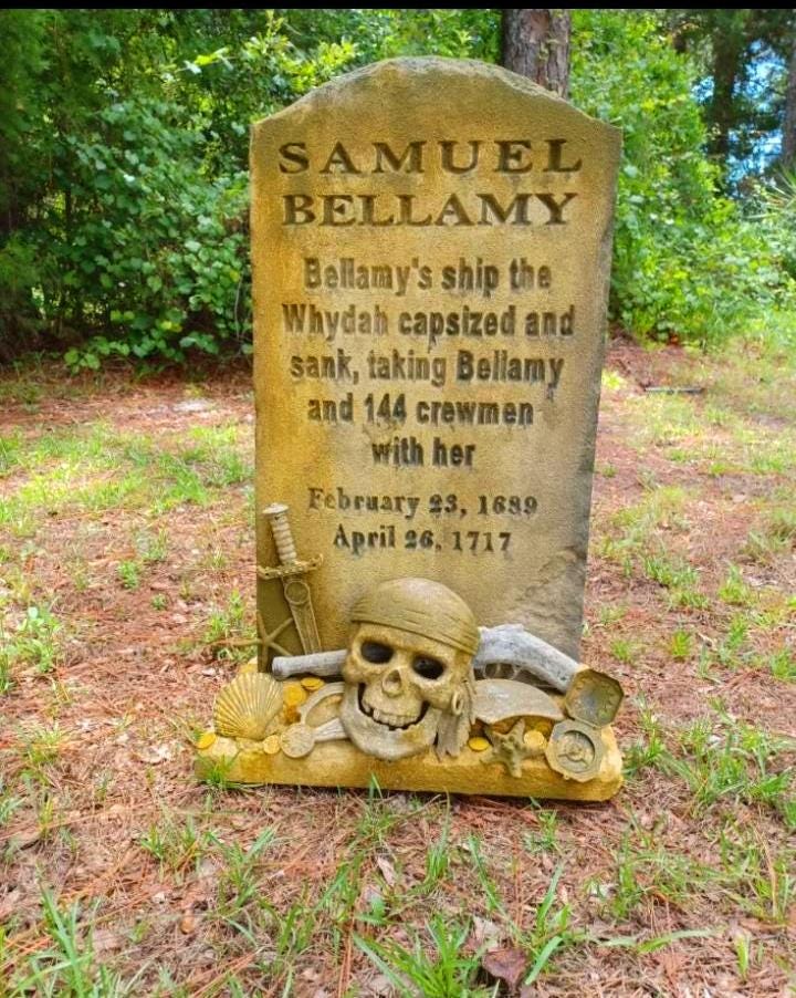 Samuel Bellamy Tombstone..  Pirate Tombstone Halloween Tombstone Halloween Props Halloween Cemetery Tombstone Halloween Outdoor Halloween Decoration - Halloween Trickery