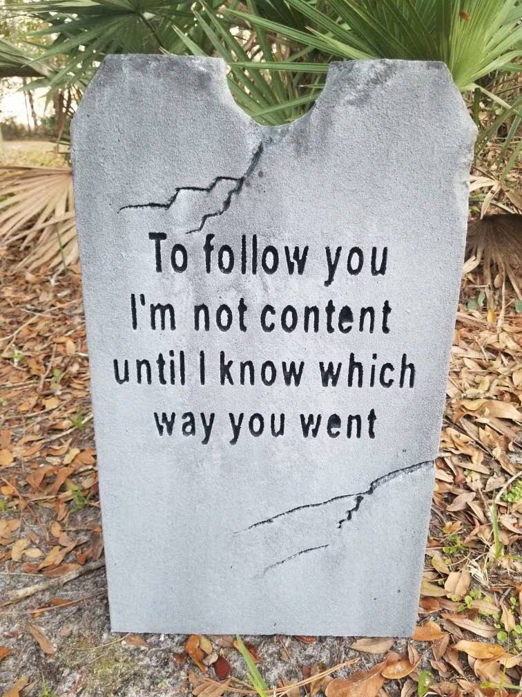 To Follow You... Authentic Handmade Halloween Tombstone Prop Halloween Decor Yard Art