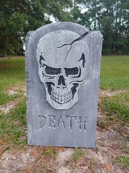 DEATH UV Reactive Skeleton Tombstone Halloween Prop Cemetery Gravestone Halloween Decor Yard Art Free Shipping - Halloween Trickery